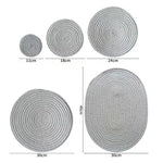 tapis table tissé motifs concentriques beige marron gris clair rustique opaques 11cm 18cm 24cm