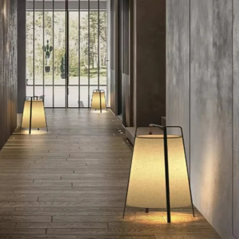 lampe table moderne lin beige noir structure métal minimaliste zen