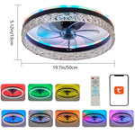 ventilateur led intelligent rvb vitesses ciel étoilé moderne cristal translucent télécommande