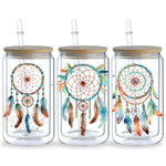 stickers adhésifs dreamcatchers fleurs plumes bohème aquarelle transparents bouteilles bois pack pièces