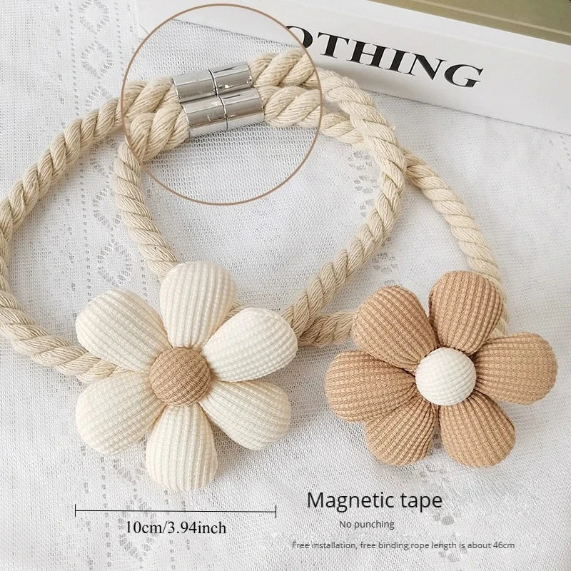ruban magnétique fleurs décoratif tissu chanvre beige clair rustique moderne fixations magnétiques