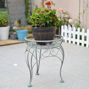 support plante pot fleur métal vert antique ornements floraux art nouveau blanc vintage