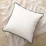 taies d'oreiller décoratives polyester noir blanc motif uni bordure blanche contemporain 30x50cm 45x45cm 50x50cm