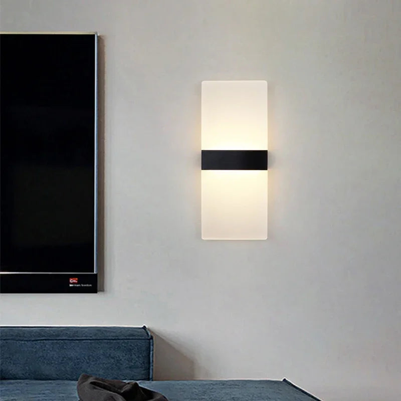 lampe murale moderne blanc noir or gris fixée mur vis 50x18cm led acrylique