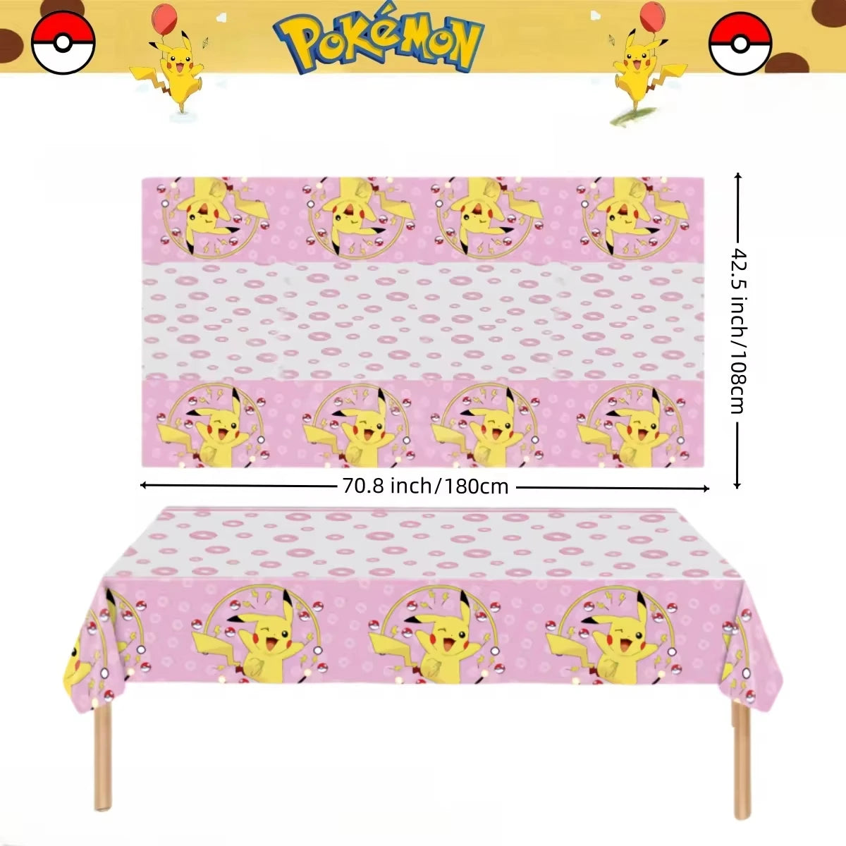 nappes plastique pokemon anniversaire pikachu poke balls geometriques pixel art enfants festives