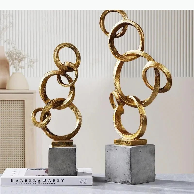 sculpture abstraite moderne or gris sculpture texturée décoration intérieure vieillie aspect sculptural or noirDecorationModerneAbstraite
