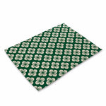 tapis table art japonais traditionnel fleurs motifs géométriques bleu vert rouge beige