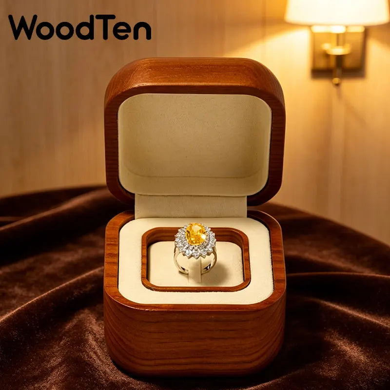 boîte rangement bijoux bagues bois faux daim portable classique or blanc jaune strass