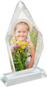 Cadre photo rond en verre blanc avec design personnalisé
