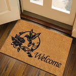 tapis d'entrée imperméable polyester antidérapant motif floral moderne bienvenue marronclair résistant
