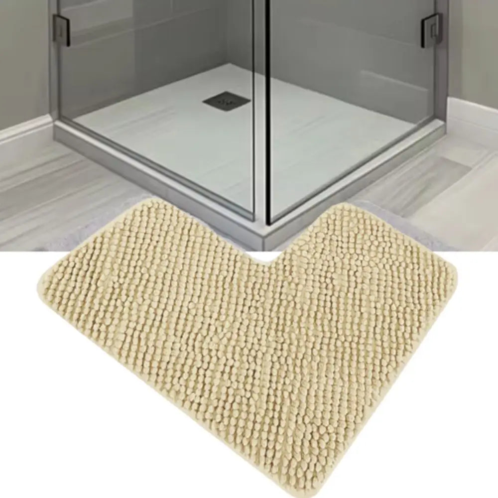 tapis bain bouclé dense losange gris foncé beige clair moderne minimaliste doux absorbant
