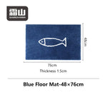 tapis sol polyester flocage poisson blanc moderne lavable maison durable