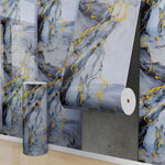 papier peint autoadhésif marbre moderne veines dorées résistant l'eau blanc gris or chambre cuisine