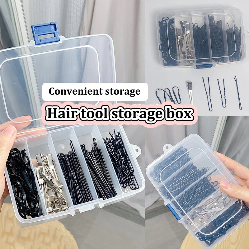 boîte rangement transparente coiffure brosse pinces clips coton tiges organisation pratique outils beauté