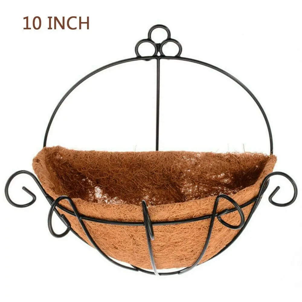 panier suspendu fibre naturelle pot fleurs noir marron crochet métal rustique balconextérieurintérieur