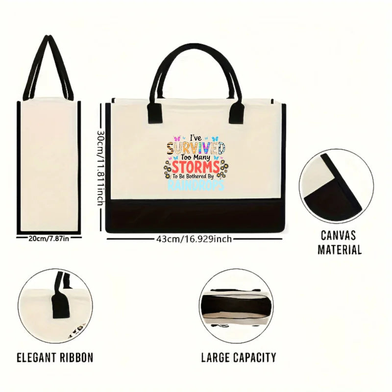 sac main toile beige noir papillons survivre tempêtes moderne réutilisable respectueux environnement casual