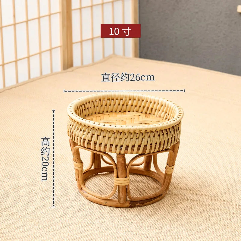 plateau rotin tressé beige rustique assiettes incluses pique nique patio durableextérieur naturel