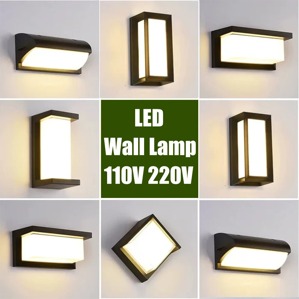 lampes murales led modernes noir blanc marron clair extérieur intérieur blanc froid blanc chaud