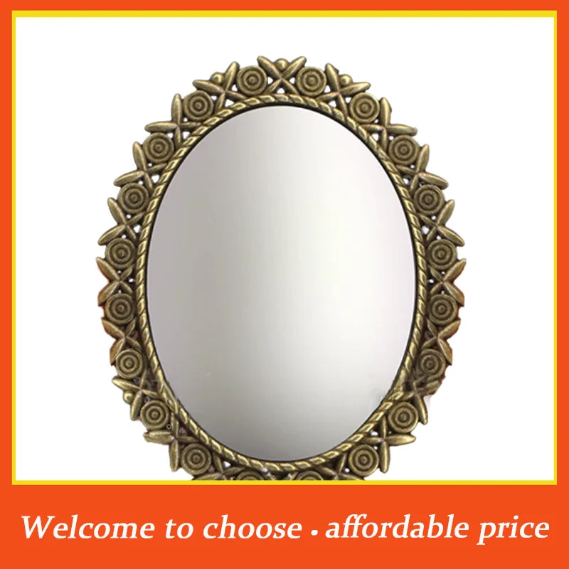 miroir vintage ornements floraux bronze doré accessoire décoration maison poupée métal 39.77mm 46.96mm
