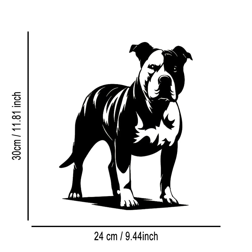 décoration murale statue chien pitbull noir blanc silhouette réaliste moderne salon patio
