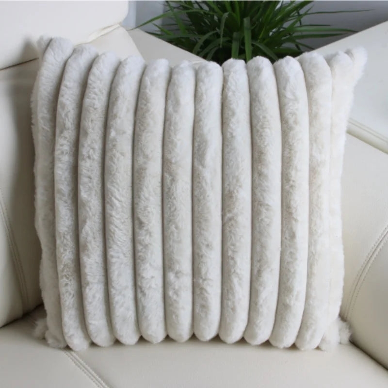 taie d'oreiller moderne rayée coussin plush blanc respectueux environnement simple hospitalière 45x45cm