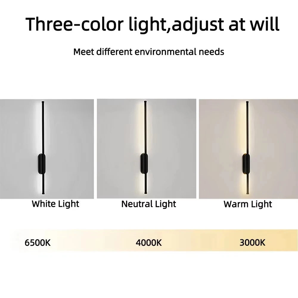 lampe murale led moderne minimaliste noir rectangulaire adhésif base sécuriséeflux lumineux faible tension large