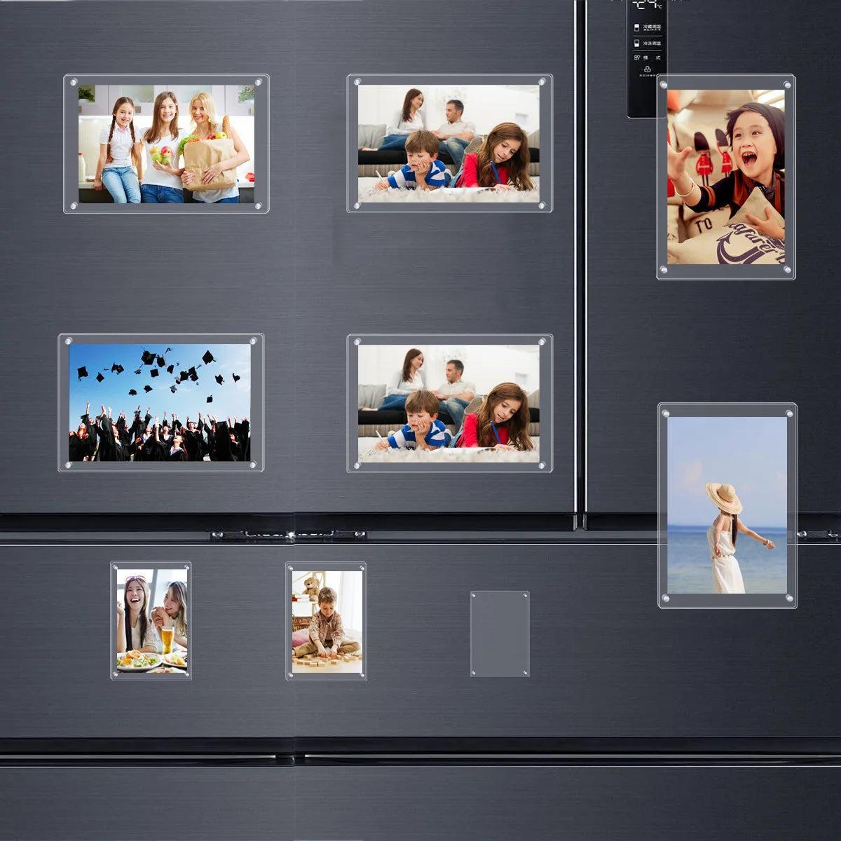 cadre photo magnétique moderne transparent bordure blanche acrylique photo film carte timbre affichage réfrigérateur