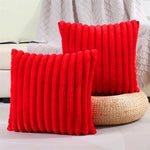 coussins décoratifs carrés rayés peluche douce moderne gris blanc cassé 45x45cm