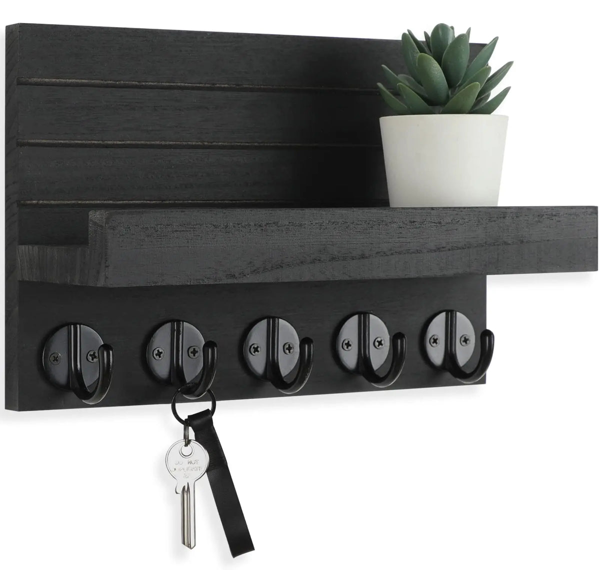 porte clés mural bois compartiment courrier entrée salon vis moderne écologique rectangle gris