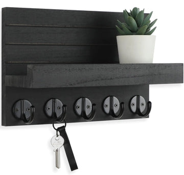 porte clés mural bois compartiment courrier entrée salon vis moderne écologique rectangle gris