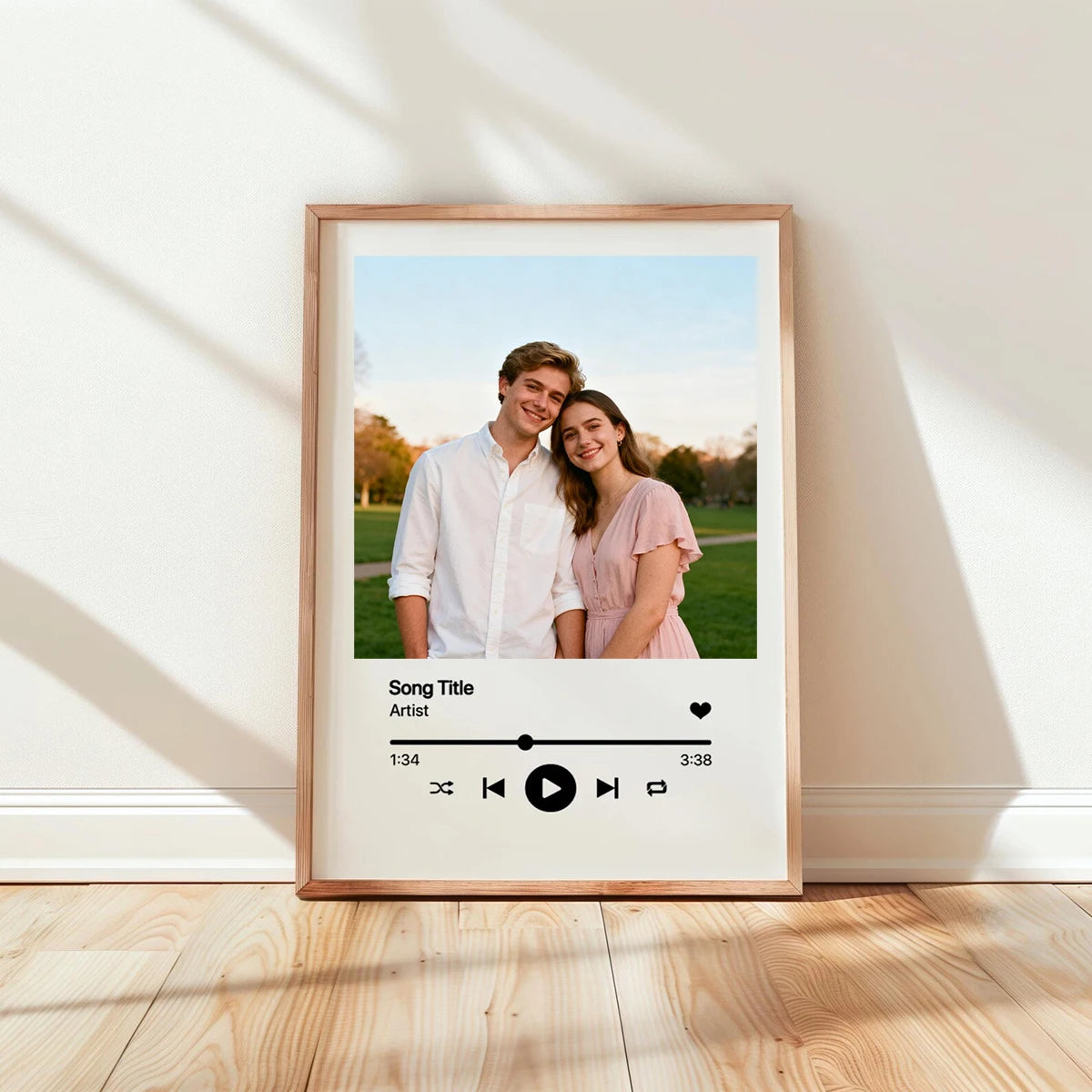 cadre photo rectangle vertical moderne minimaliste marron clair fond blanc texte imprimé musique paroles