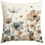 taies d'oreiller décoratives motifs floraux rustique beige gris bleu clair lin rustique naturel