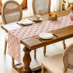 table cuisine nappe rose blanche rouge pompons décorative rustique imperméable machine festive noël pâques