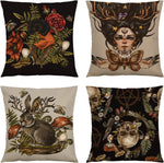 taies d'oreiller boho lin floral papillons lunes géométriques naturel 18x18 non toxique écologique
