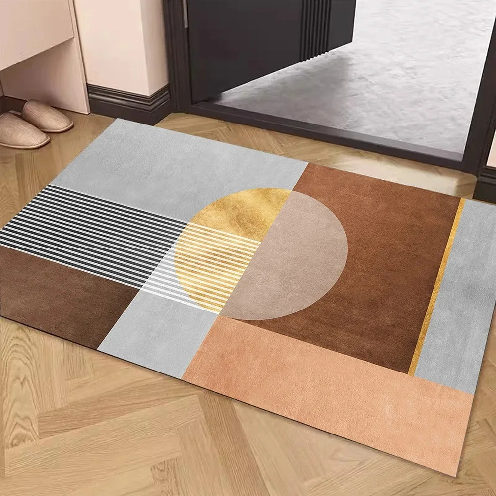 tapis gris moderne géométrique antidérapant salon porte 40x60cm 50x80cm polyester