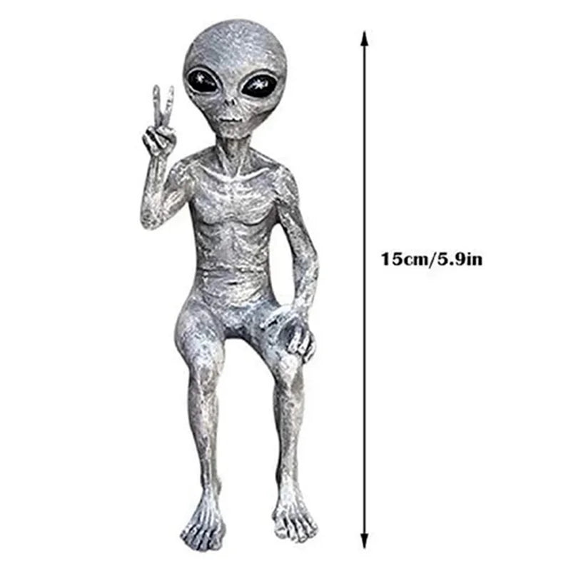décoration jardin aliens argenté vert science fiction extérieure texteure grise humour paix silence