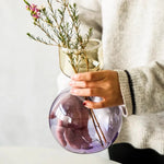 vase verre rose violet moderne décoration maison fleurs séchées minimaliste table ornement