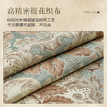 nappe décoration florale élégante beige bleu turquois bordure glands pomponsFRINGES