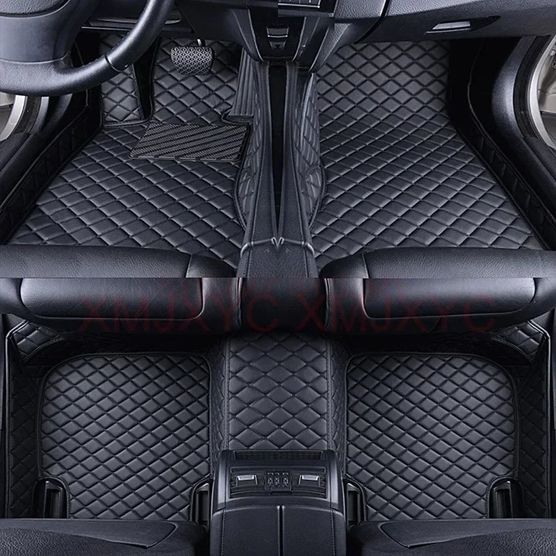 tapis sol voiture cuir artificiel noir motif carreaux géométriques luxe mercedes benz classe