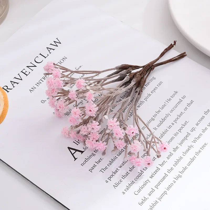 bouquet artificiel fleurs petites naturel minimaliste rose blanc bleu marron tiges intérieur mariage anniversaire