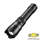 lampe torche led rechargeable usb super lumineuse zoomable mode réglable camping randonnée
