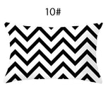 coussin lombaire jaune noir blanc bleu gris vert marron zigzag triangles moderne 30x50cm polyester