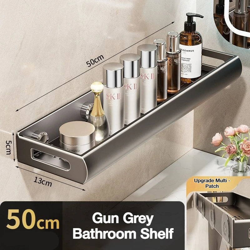 étagère murale adhésive sans perçage gris métallisé moderne 30cm 40cm 50cm 60cm