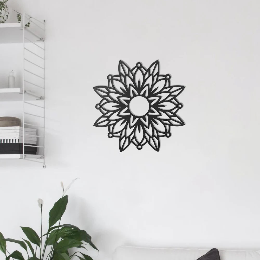 décoration murale plaque noire fleurs géométriques moderne minimalisteintérieur chambre