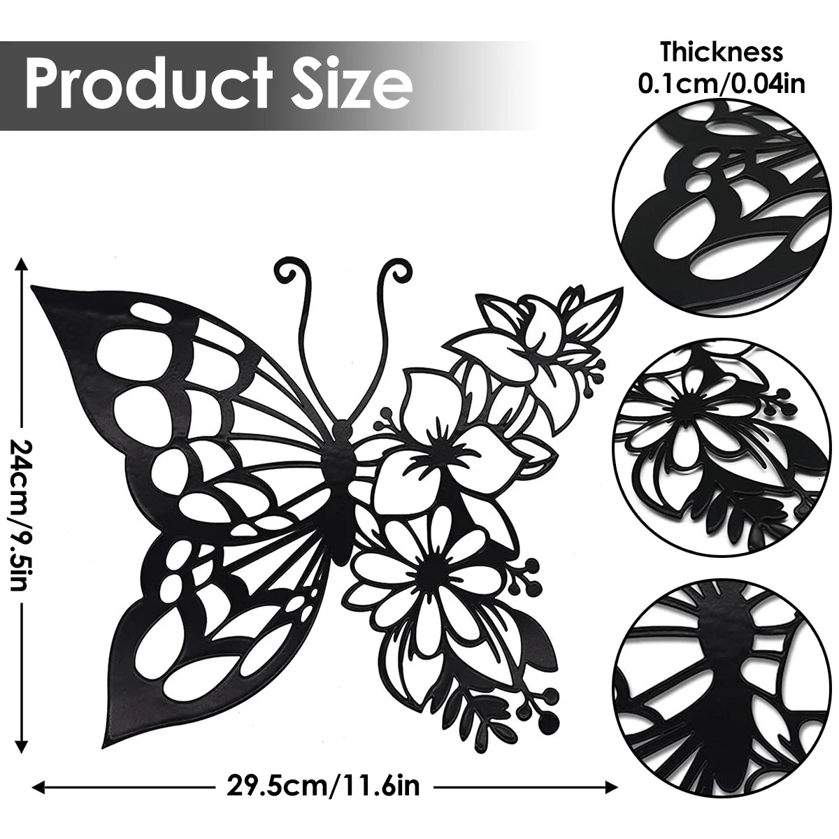 Silhouette papillon métal vue de face