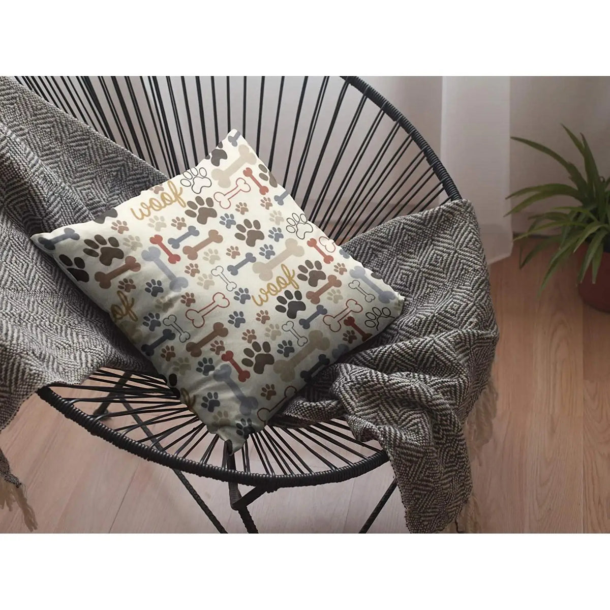 housses coussins carrés motif tacheté noir blanc rustique fixation 45x45cm 50x50cm