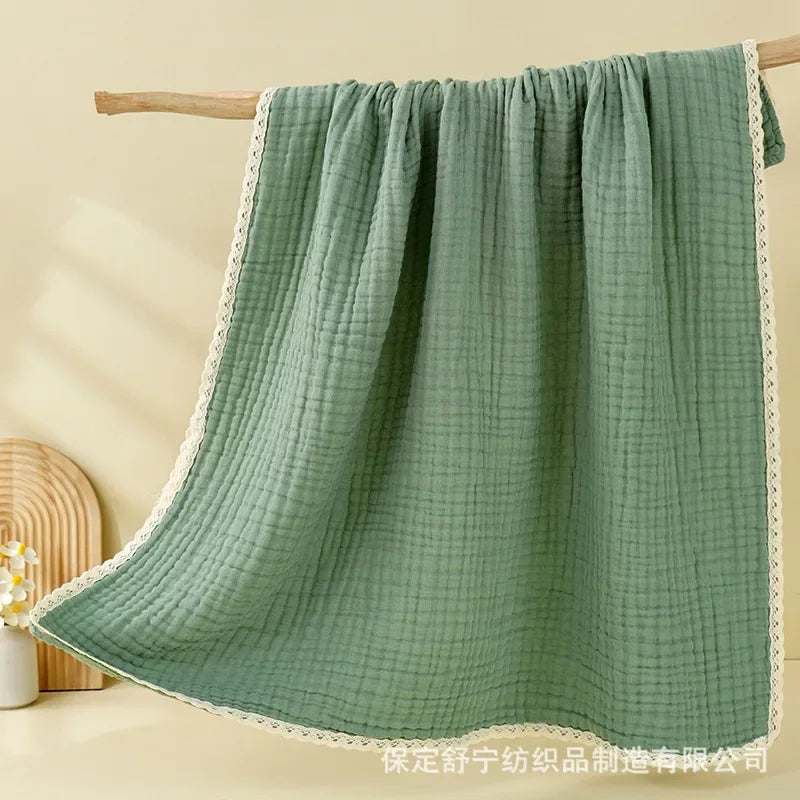 couverture bébé coton douce moderne plissée opaque beige gris vert blanc rose