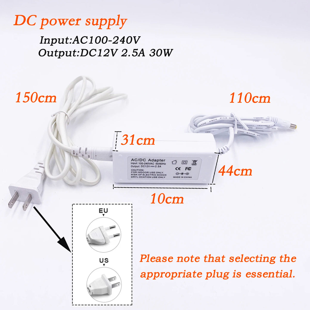 ensemble luminaires led blanc moderne 6000k télécommande câbles adaptateur dc12v 3w
