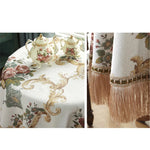nappe table ronde brodée fleurs roses classique vintage 140cm 180cm 200cm 230cm blanc crème