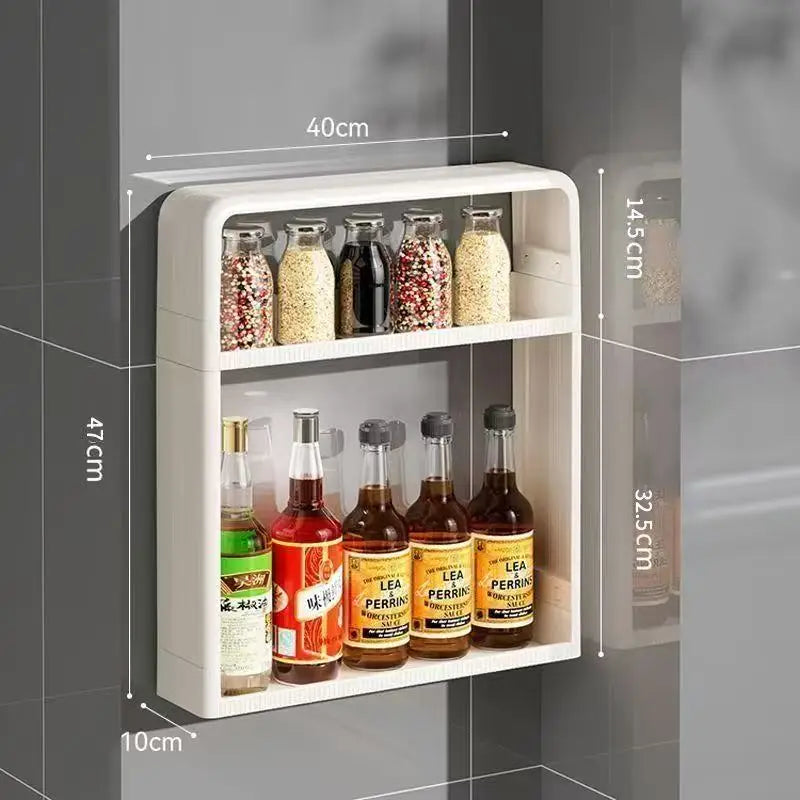 étagère murale blanche moderne niveaux assaisonnements épices provisions bouteilles boîtes poids fitness